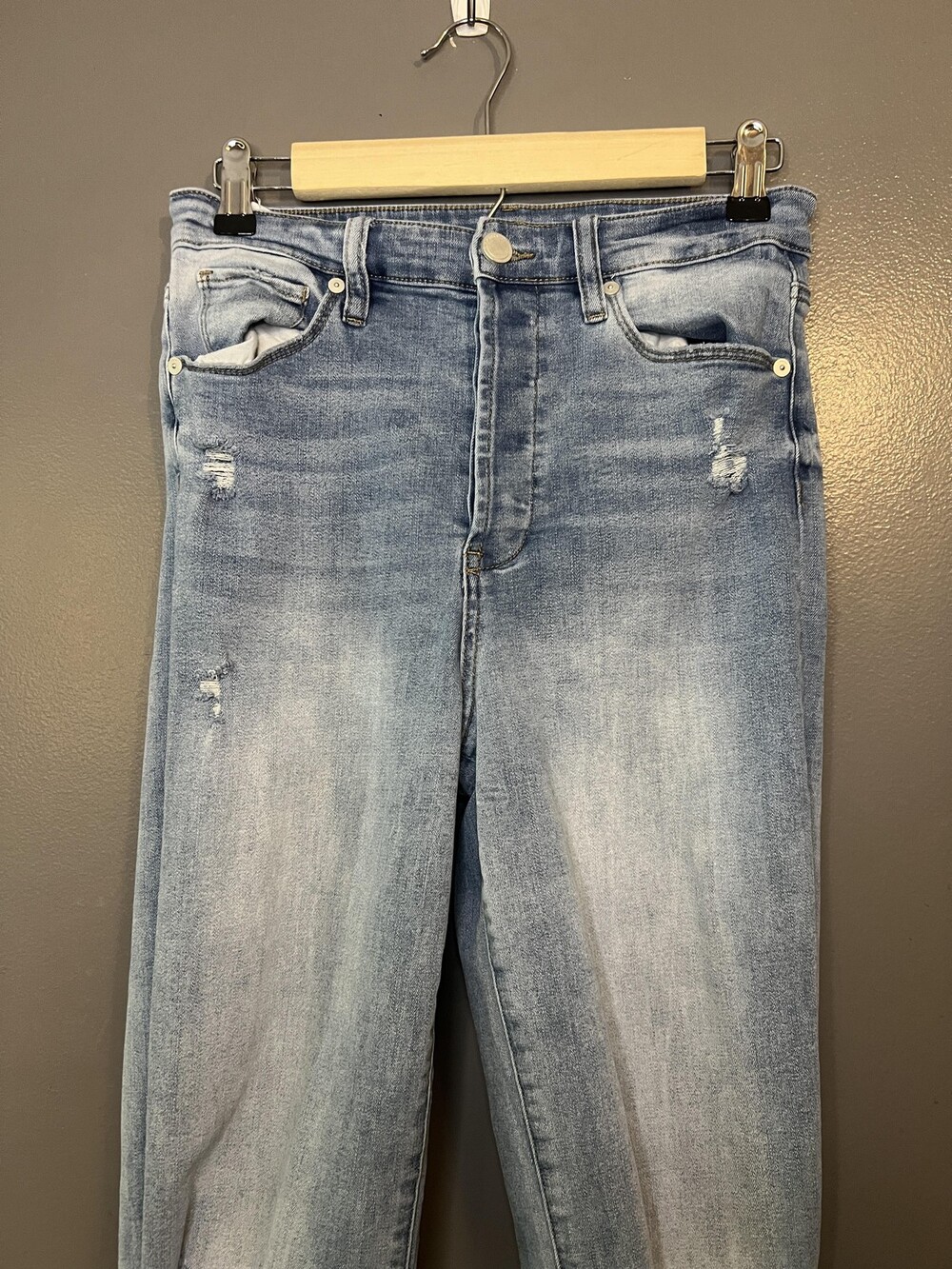 BLANKNYC Jeans Womens 28 Light Wash The Baxter Ribcage Straight Leg Distressed